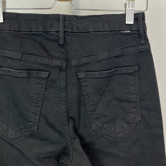 MOTHER  Size 26 High Waisted Looker Ankle Fray Jeans Guilty Glitter Racer Black - Picture 8 of 11